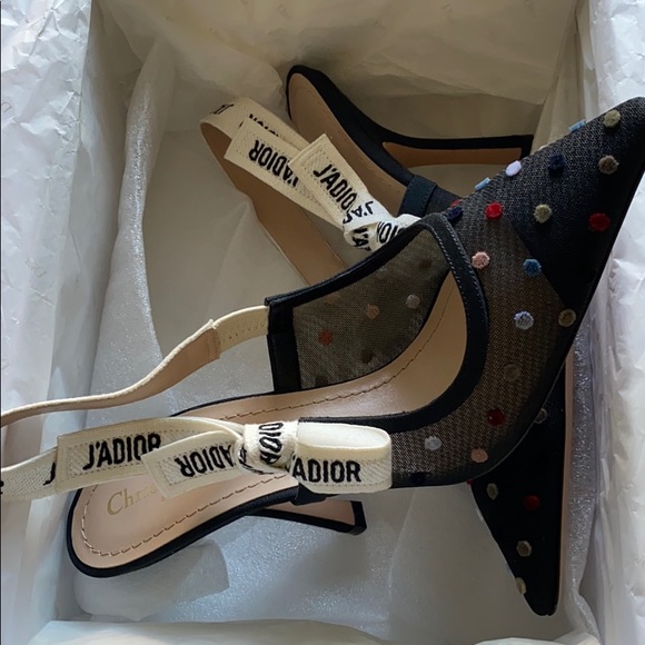 J’ Adoir Slingback Pumps- Mini Velvet Dot